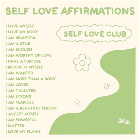 Green Aesthetic Self Love Art Print Self Love Affirmations Self