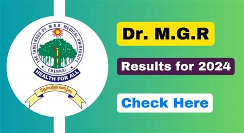 Tamil Nadu Dr M G R Medical University Results For Released