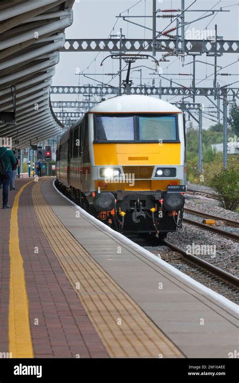 Intercity livery class 90 electric locomotive 90002 hauling an ...