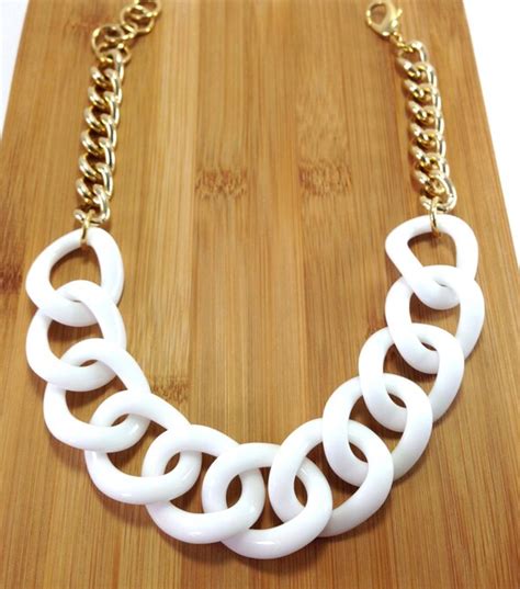 Chunky White Necklace Acrylic Chain Necklace Resin By Redsister