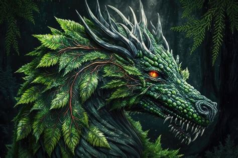 Beau Dragon De For T Mystique La Peau Verte Et Aux Yeux Br Lants Cr