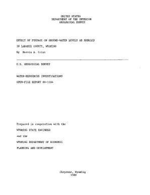 Fillable Online Pubs Usgs EFFECT OF PUMPAGE ON GROUND WATER LEVELS AS