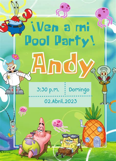 Plantilla En Canva Invitaci N Digital Bob Esponja Mam Dise Ando S Ko