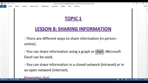 Grade 5 Ict Axis 1 Lesson 8 Sharing Information Part 1 Youtube