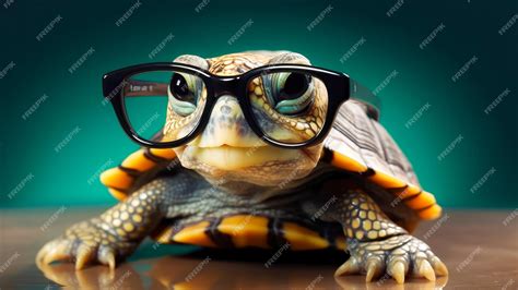 Premium Ai Image Cute Turtle Wearing Glasses Animal On Summer