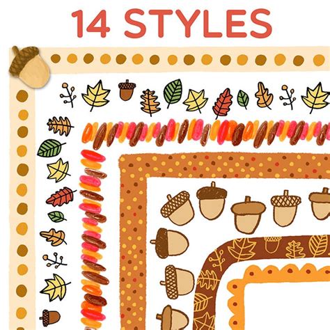 Fall Border Clipart Set 60 Fall Leaf Page Borders, Thanksgiving Clip Art Borders, Autumn Pumpkin ...