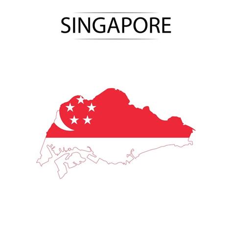 Bandeira De Singapura E Mapa Da Bandeira Nacional De Singapura Vetor