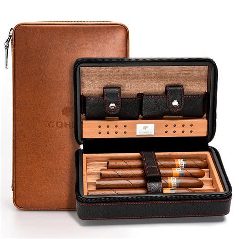 Luxury Cohiba Cigar Cedar Wood Humidor Portable Travel Leather Cigar