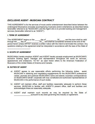 Booking Agent Contract Examples Format How To Make Pdf