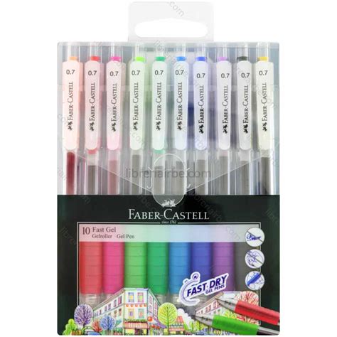 Set de 10 Bolígrafos Gel Retráctiles de Color 0 7 mm Faber Castell Fast