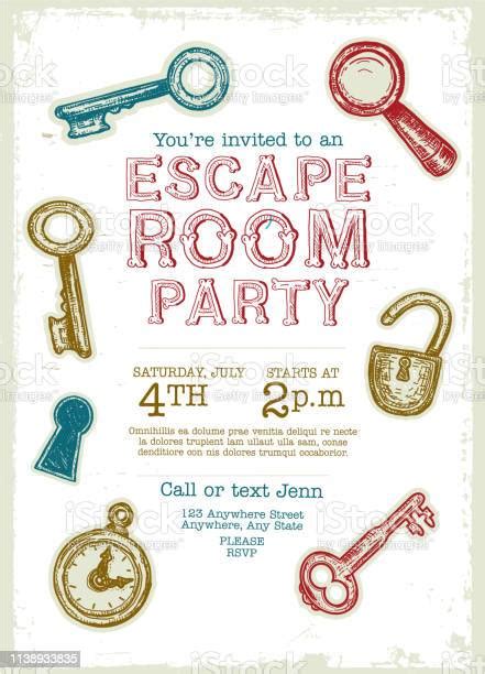 Escape Room Birthday Party Celebration Invitation Design Template Stock Illustration Download