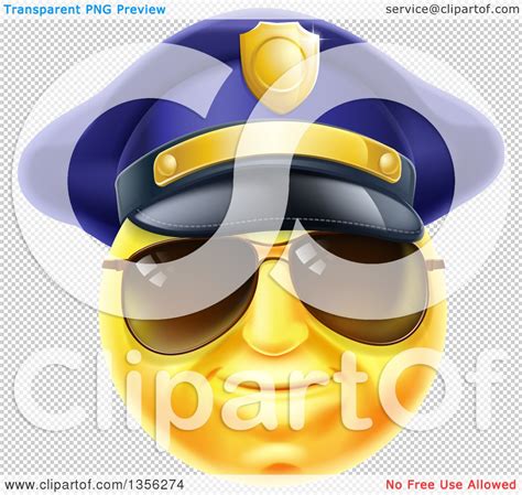 Clipart Of A D Yellow Male Smiley Emoji Emoticon Face Police Officer