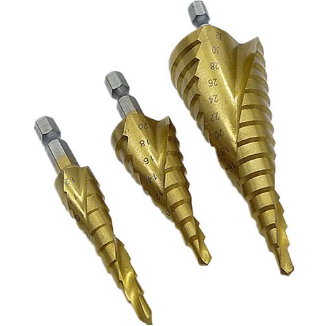 3 Pieces Large Hss Step Titanium Cone Drill Hole Cutter Cutting Bit Set