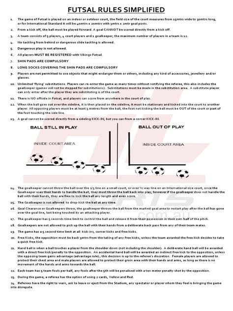 Futsal Rules Simplified | PDF | Association Football | Rules