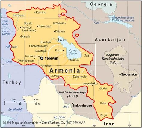 Physical Map Of Armenia