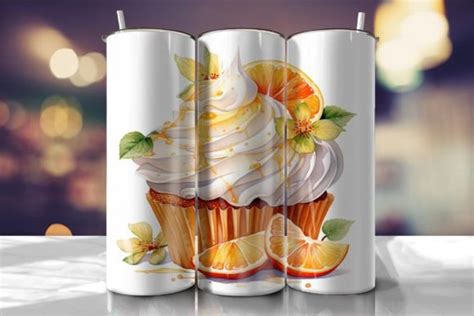 Orange Cupcake Tumbler Tumbler Wrap Graphic By R Ray Design Creative