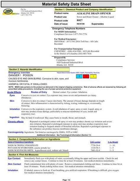 Material Safety Data Sheet Zep Professional