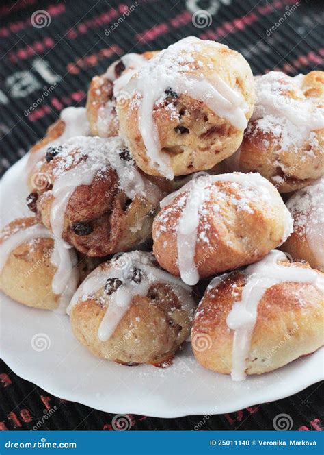 Easter Hot Cross Buns Stock Photo Image Of Icing Traditional