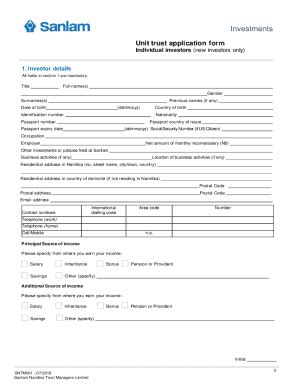 Fillable Online Unit Trusts Application Form Individual Investors