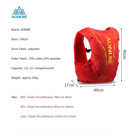 Jual Aonijie Aonijie Hydration Backpack Vest C962 12L Trail Running