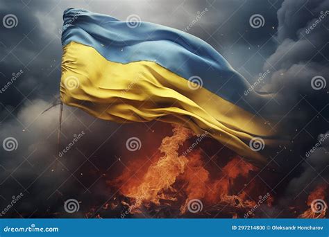 Flag Of Ukraine Waving In The Wind 3d Rendering Image Stock