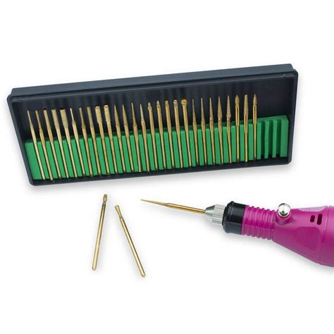 Kit 30 Brocas Diamantadas Lixadeira Unha Manicure Dourado Submarino