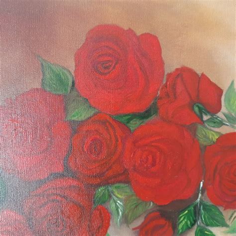 Óleo Sobre Telas Rosas Vermelhas 30cm X 40cm Quadro Elo7