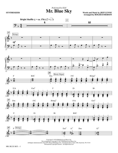 Mr. Blue Sky - Synthesizer | Sheet Music Direct