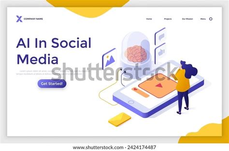 Artificial Intelligence Social Media Isometric Concept Stock Vector