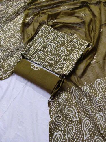 Mehndi Green Cotton Formal Batik Print Suit At Rs 320 Set Ladies Suit