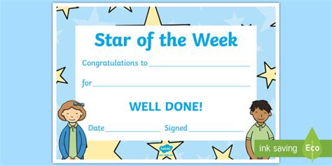 Star of the Week Decorative Certificate (teacher made)