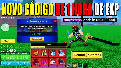 NOVO CÓDIGO DE 1 HORA EXP TODOS OS CÓDIGOS ATUALIZADOS DO BLOX FRUITS