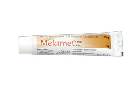 Melamet Hydroquinone Tretinoin And Mometasone Furoate Cream Packaging