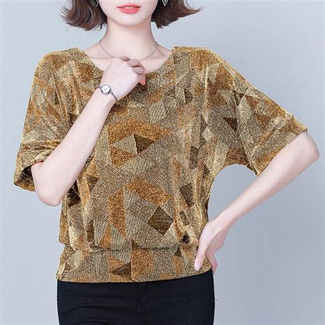 Блестящая блузка с пайетками, модные большие размеры, красные, золотые ...