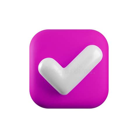 Vector 3d Check Mark Realistic Icon Trendy Plastic Purple Checkmark