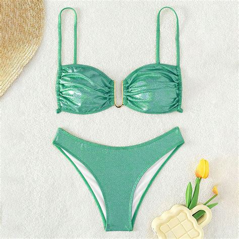 Idall Bikini Sets Bathing Suit High Waist Bikini U Shaped Design Lace