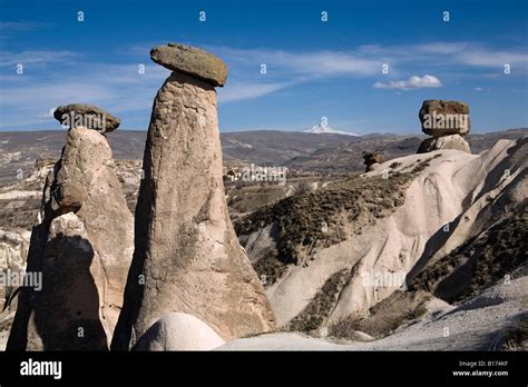 Strange And Amazing Stone Formations In Cappadocia Turkey Stock Photo