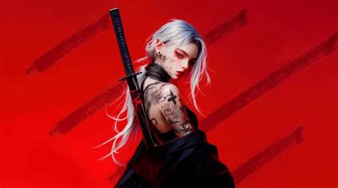 Katana Girl - Red Live Wallpaper - DesktopHut