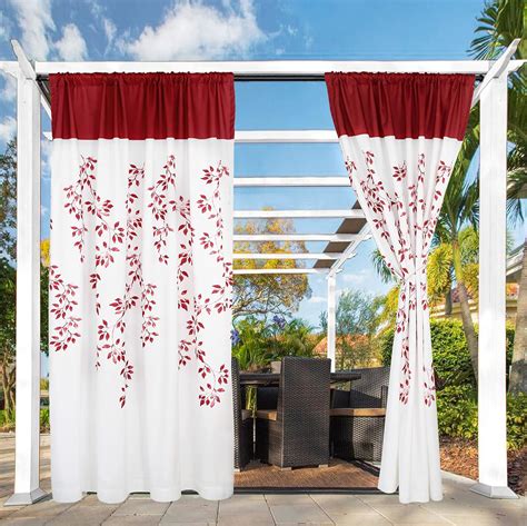 Bonzer Waterproof Indoor Outdoor Curtains For Patio With Leaf Printed