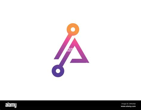 Letter A Technology Vector Monogram Logo Design Template Letter A