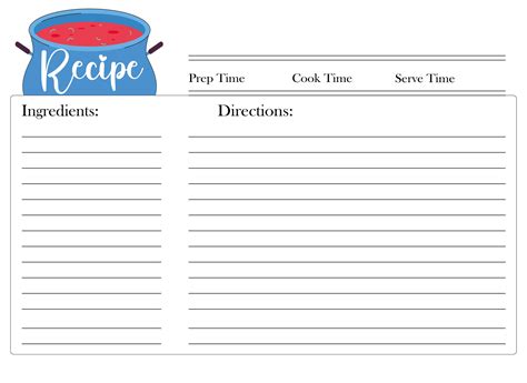 Blank Recipe Cards Printable