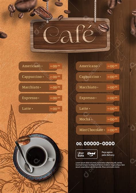 Modelo de Cardápio de Cafeteria PSD Editável download Designi