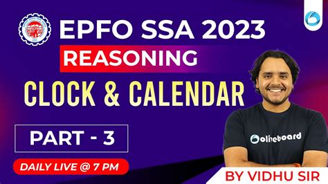 Epfo Ssa Classes Clock And Calendar Reasoning Part Epfo