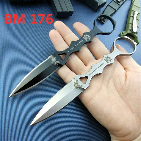 "BM Fixed Blade Tactical Push Knife Self Defense Dagger Kydex Sheath Survival Self Defense Fist ...