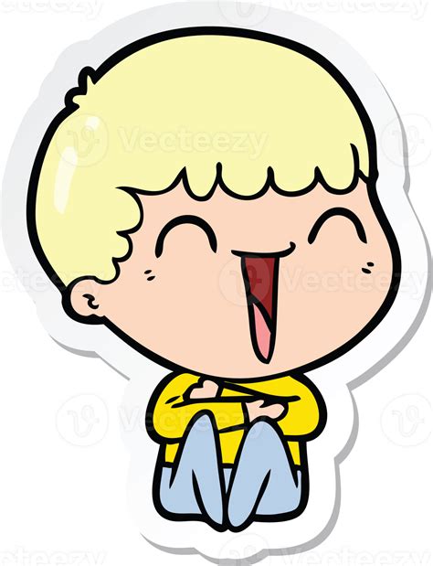 Sticker Of A Cartoon Happy Man Laughing Png