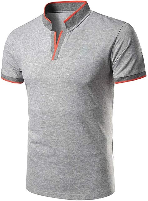 Mens Polo Shirts Summer Collar Stand Casual Short Sleeve Unique Polo Shirt Tennis Golf Classic