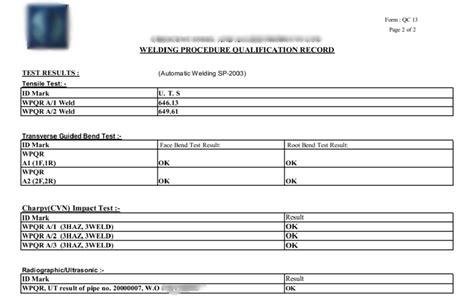 Welding Procedure Qualification Record Page 2 Of 2 Download Scientific Diagram