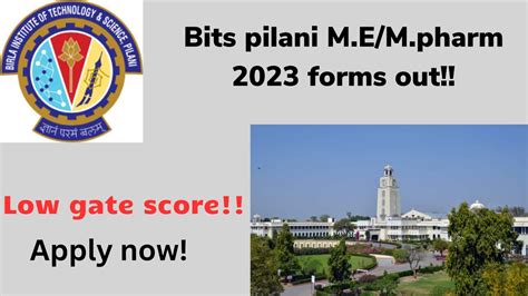 Bits Pilani M E M Pharm Admissions Without Gate Score