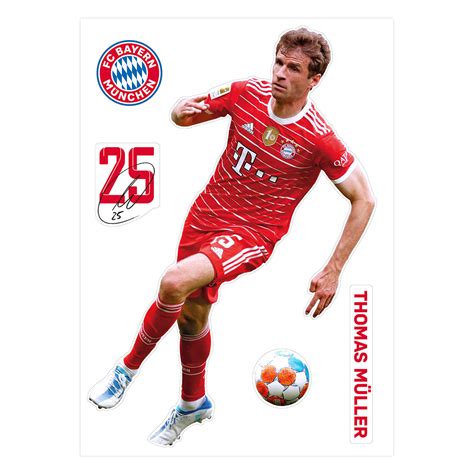 Muursticker FC Bayern Thomas Müller 48x70 cm wall art nl