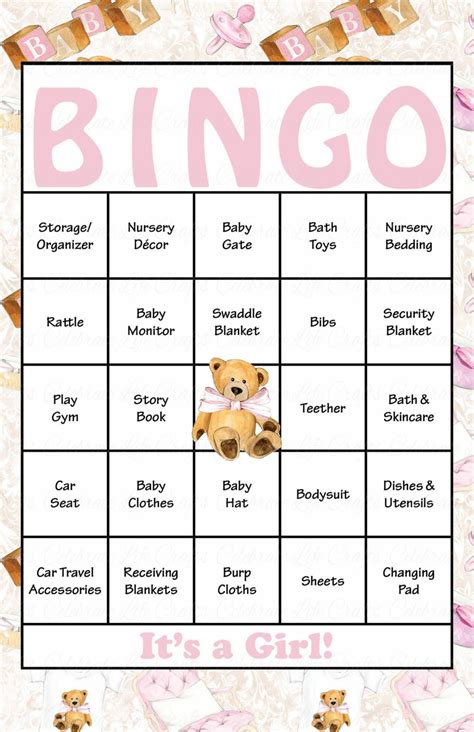 60 Teddy Bear Baby Shower Bingo Cards 60 Prefilled Bingo Etsy